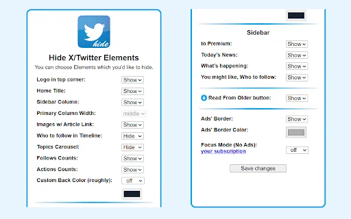 I-download ang Hide X Twitter Elements – Gawing Mas Malinis ang X - Screenshot 1