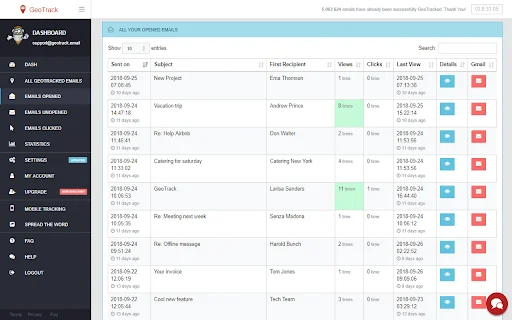 GeoTrack Email Tracker para sa Gmail – Libre at Advanced - Screenshot 2