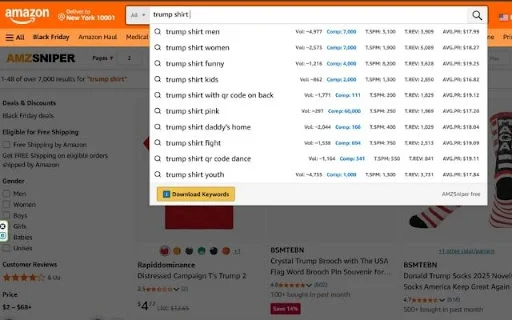 AMZSniper: Pinakamahusay na Libreng Tool para sa Merch at KDP Research - Screenshot 3