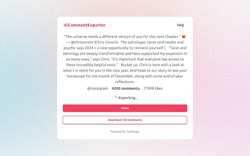 ICommentExporter – I-export ang Instagram Comments sa Excel - Screenshot 2