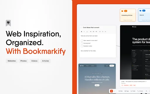 Bookmarkify: Pinakamahusay na Visual Bookmark Manager para sa Designers - Screenshot 1