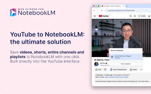 Web Clipper for NotebookLM – I-save ang Research at YouTube Videos - Screenshot 1