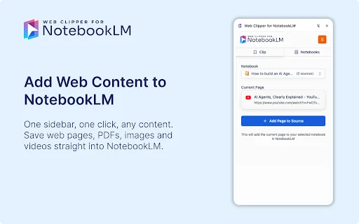 Web Clipper for NotebookLM – I-save ang Research at YouTube Videos - Screenshot 2