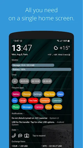 I-download ang AIO Launcher – Pinakamahusay na Home Screen App - Screenshot 1