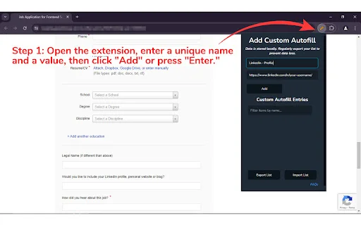 Easy Custom Autofill: Mabilis na Pag-fill ng Forms sa Chrome - Screenshot 1