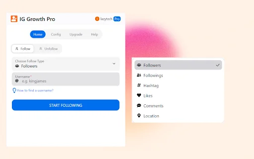IG Growth Pro – Pinakamahusay na Instagram Auto Follower Tool - Screenshot 1