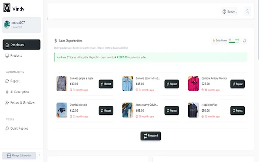 I-download ang Vindy: Pinakamahusay na Vinted Seller Tool 2026 - Screenshot 1