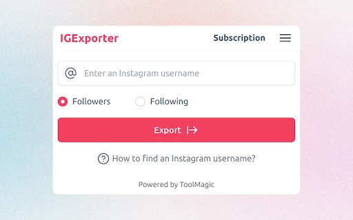 IExporter: I-export ang Instagram Followers sa Excel nang Libre - Screenshot 1