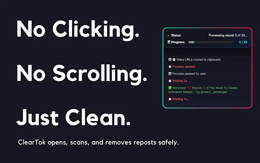 I-download ang ClearTok – Alisin ang TikTok Reposts nang Mabilis - Screenshot 1