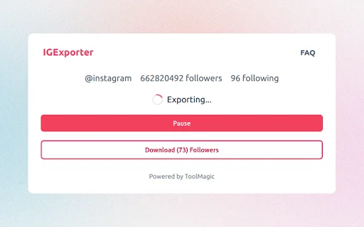 IExporter: I-export ang Instagram Followers sa Excel nang Libre - Screenshot 2