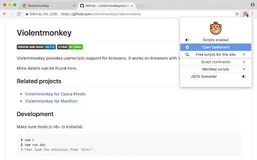 I-download ang Violentmonkey BETA: Userscript Manager para sa Browser - Screenshot 2