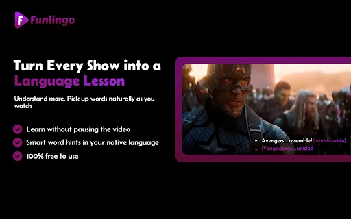 I-download ang Funlingo: Matuto ng Wika Gamit ang Dual Subtitles - Screenshot 1