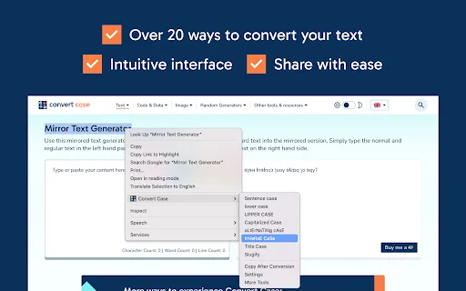 Convert Case: I-convert ang Text sa Browser nang Mabilis at Libre - Screenshot 2
