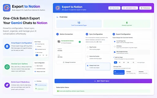 I-export ang Gemini Chats sa Notion – Mabilis at Awtomatikong Backup - Screenshot 4