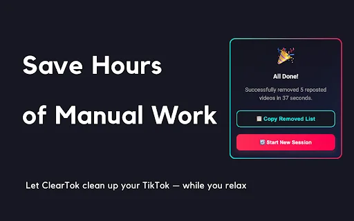 I-download ang ClearTok – Alisin ang TikTok Reposts nang Mabilis - Screenshot 2
