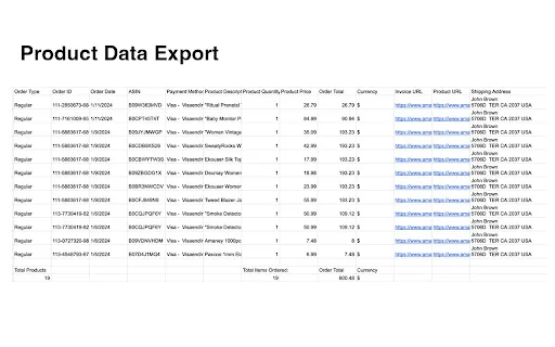 OrderPro: I-export ang Order History sa Excel at Google Sheets - Screenshot 4