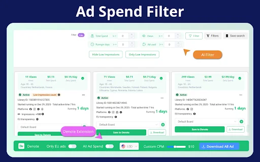I-download ang Denote: Ang Pinakamahusay na Ad Spy Tool para sa Ads - Screenshot 2