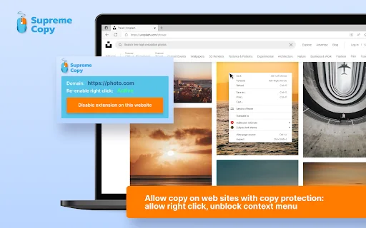 Supreme Copy: I-enable ang Copy at Right Click sa Web Sites - Screenshot 1