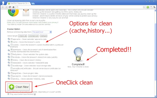 OneClick Cleaner para sa Chrome – Pabilisin ang Browser Mo Ngayon - Screenshot 2