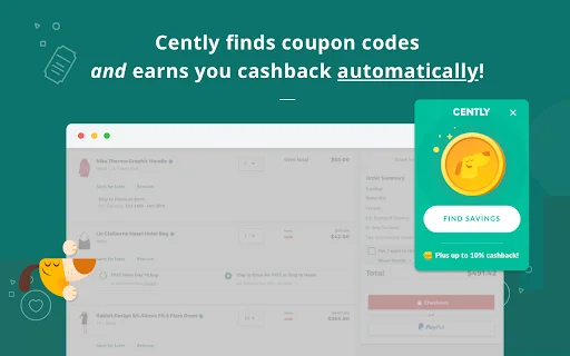 I-download ang Cently: Automatic Coupons at Cashback – Libreng Tipid - Screenshot 1