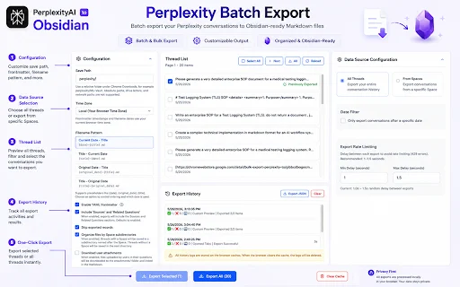 I-export ang Perplexity AI sa Obsidian – Batch Export Tool - Screenshot 4