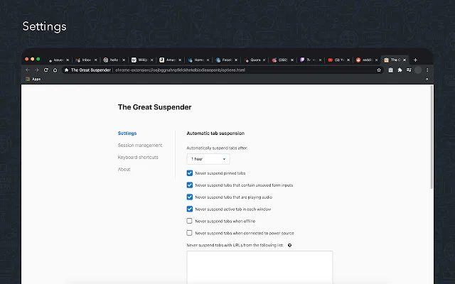 I-download ang The Great Suspender Original para sa Mabilis na Browser - Screenshot 3