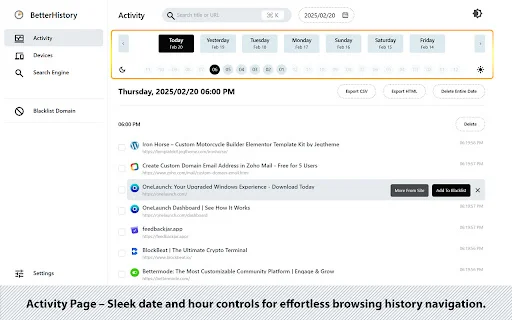 Better History: Pamahalaan ang Iyong Browsing History nang Madali - Screenshot 1