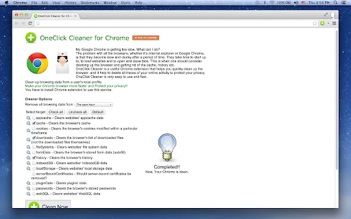 OneClick Cleaner para sa Chrome – Pabilisin ang Browser Mo Ngayon - Screenshot 1