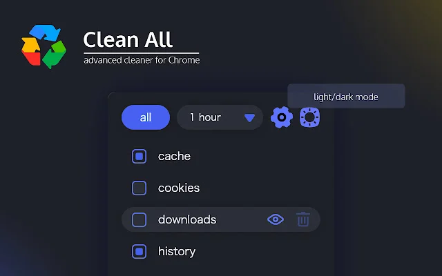 Clean All: Linisin ang Cache at History ng Chrome nang Mabilis - Screenshot 2