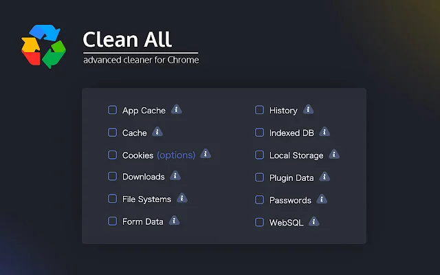 Clean All: Linisin ang Cache at History ng Chrome nang Mabilis - Screenshot 3