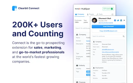I-download ang Clearbit Connect: Libre at Verified B2B Emails - Screenshot 1