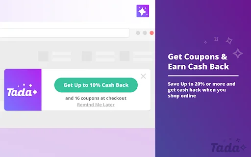 I-download ang Tada Extension: Makatipid at Kumuha ng Cash Back - Screenshot 1