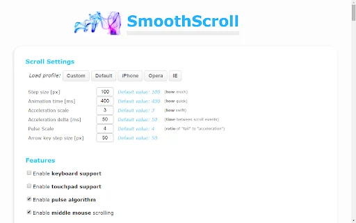 I-download ang SmoothScroll – Gawing Smooth ang Pag-scroll sa Chrome - Screenshot 2