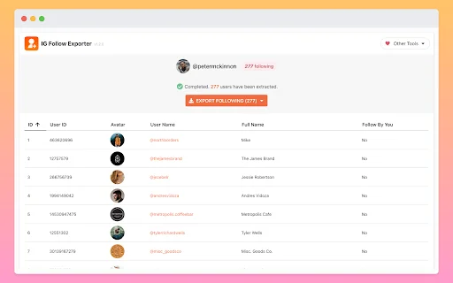 I-download ang Follower Exporter – I-export ang IG Followers nang Libre - Screenshot 2