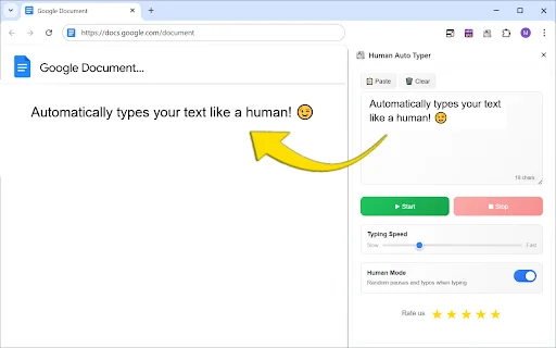 Human Auto Typer – Pinakamahusay na Auto Typer para sa Chrome - Screenshot 1
