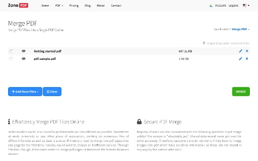 Merge PDF Online – Pagsamahin ang mga PDF File nang Mabilis at Libre - Screenshot 1