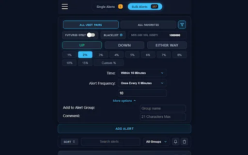 Crypto Price Alerts para sa Binance – Libre at Real-time Tracker - Screenshot 1