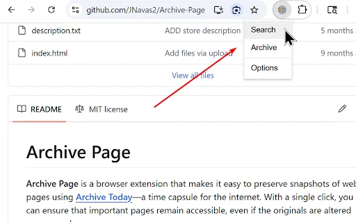 Archive Page Extension: I-save ang mga Webpage sa Archive Today - Screenshot 3