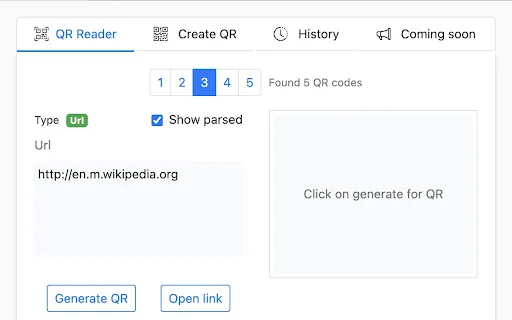 QR Code Reader Chrome Extension – Mabilis na Scan at Create - Screenshot 1