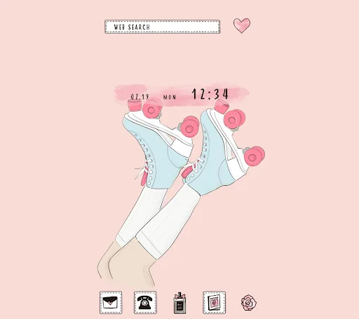 Download Pink Roller-skates Theme – Stylish Girly Mobile Look - Screenshot 1