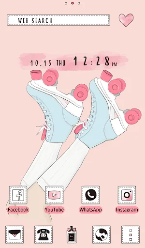 Download Pink Roller-skates Theme – Stylish Girly Mobile Look - Screenshot 5