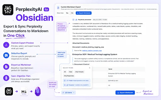 I-export ang Perplexity AI sa Obsidian – Batch Export Tool - Screenshot 2